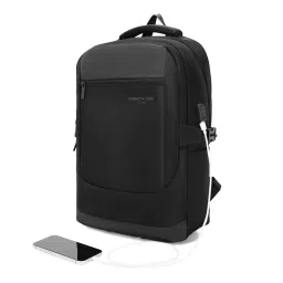 kenneth cole accessories Kenneth Cole Black Polyester Unisex Business Laptop Backpack with USB Port (M)-picture-15