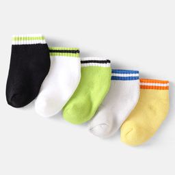 Honeyhap Premium Cotton Bamboo Ankle Length Cushioned Terry Socks with Anti-Bacterial Finish Pack of 5 - Multicolor-picture-37