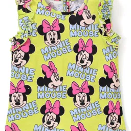 Babyhug Disney Cotton Sleeveless Top With Minnie Mouse Print - Green-picture-16
