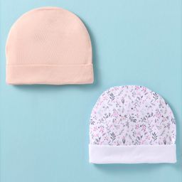 Ben Benny Interlock Cotton Knit Floral Printed & Solid Caps - Pink & White-picture-22