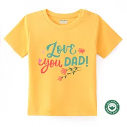 BLUSHES 100% Cotton Fathers Day Theme Half Sleeves Love You Dad Text Printed Tee - Yellow-picture-11