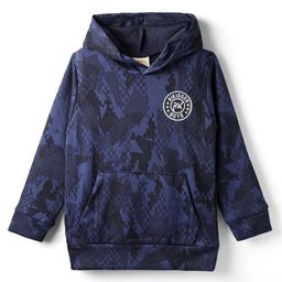 Rikidoos Full Sleeves Abstract Printed Hoodie - Navy Blue-picture-25