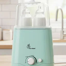 R for Rabbit Hygo Smart Twin Bottle Warmer for Baby 3-in-1 Functionality Built-in Thermostat Anti-Scalding Basket Food Heating Warming Bottles sterilizing Portable (Sea Green)-picture-12