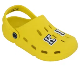 Yellow Bee Solid Perforated Clogs With King Text Charms - Yellow image 3