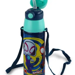 Cello Web Warrior 3 D Print Stainless Steel Insulated Water Bottle Teal Blue - 380 ml image 2