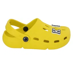 Yellow Bee Solid Perforated Clogs With King Text Charms - Yellow image 5