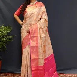 SILKWEAR Woven Design Zari Silk Cotton Designer Kanjeevaram Saree image 2