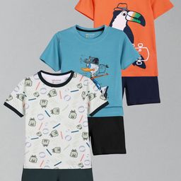 HELLCAT Boys Pack Of 3 Printed Short Sleeves T-shirt With Shorts-picture-33