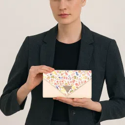 ESBEDA Cream Color Floral Envelope Wallet For Women image 1