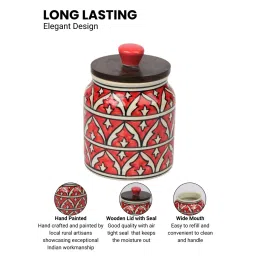 VarEesha Red Jodhpuri Hand Painted Jar with Lids (Pack Of 2) image 4