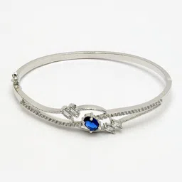 ZENEME Women Brass American Diamond Rhodium-Plated Bangle-Style Bracelet image 2