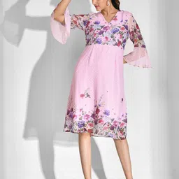 Mokshielite Floral Printed Fit & Flare Dress image 4