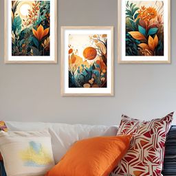 Kotart Brown & White 3 Pieces Floral Wooden Wall Arts-picture-14