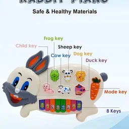 Kidoyz Kids Rabbit Piano Musical Toy With Flashing Light & Sound image 3