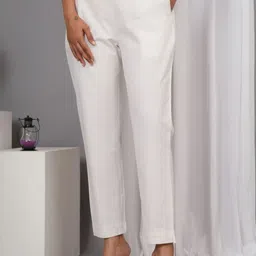 IQRAAR Women Tailored High-Rise Slim Fit Wrinkle Free Trousers-image-36