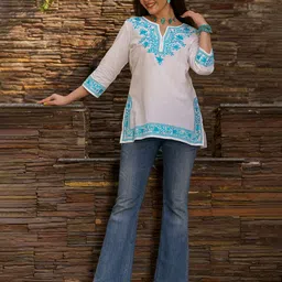 INAAYA JAIPUR Ethnic Motifs Embroidered Thread Work Pure Cotton Kurti image 5