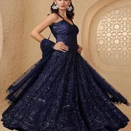 MILU MADAN Embellished Beads and Stones Lehenga With Dupatta-picture-50