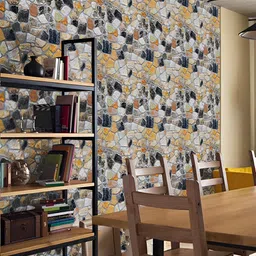 Asian royal Grey & Yellow Printed Waterproof Wallpaper-image-24
