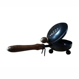 Samy Collectibles Black Metal Round Dhoop Dani With Handle image 2