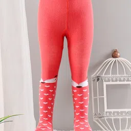 Cute Walk by Babyhug Cotton Antibacterial Footed Tights Heart Design - Orange-image-29