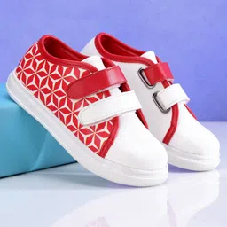 Babyoye Casual Shoes With Dual Velcro Closure - White Red-picture-24