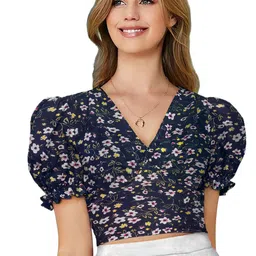 Fashion Care Women Floral Printed Fitted Crop Top-picture-21