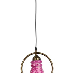 1ST TIME Pink & Gold-Toned Textured Spherical Ceiling Lamp-picture-40
