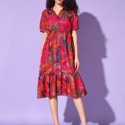 STARWORD Women Shirt Collar Cotton Fit & Flare Dress-picture-10