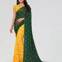 Moda Rapido Polka Dot Poly Georgette Half and Half Saree-image-29