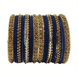 SAND Blue Glass Artificial Stones & Beads Bangle-picture-10