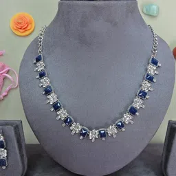 VATSALYA creation Alloy Gold- plated Blue Jewellery Set-picture-48