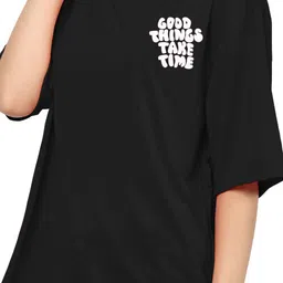 TQH Pack Of 2 Typography Printed Drop-Shoulder Sleeves Cotton Oversized T-shirts image 2