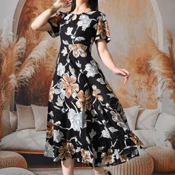 KALINI Floral Print Ruffled A-Line Midi Dress image 2