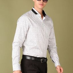 V-Mart Men Spread Collar Abstract Printed Satin Formal Shirt-picture-8