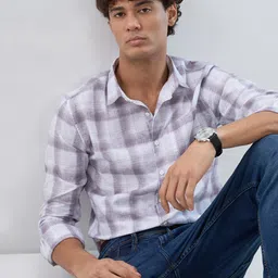 HERE&NOW Men Checked Spread Collar Casual Shirt-picture-18