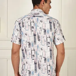 bs blue squad Men's Regular Fit Geometric Printed Casual Shirt image 3