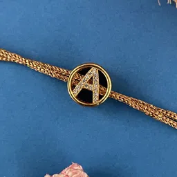 Digital Dress Room Gold Plated A Alphabet AD Studded Initial Thread Rakhi-picture-55