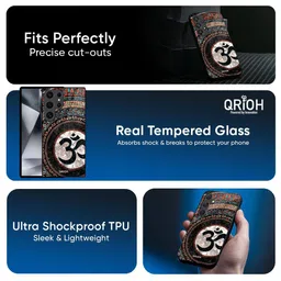QRIOH Worship OM Printed Lightweight Silicone Samsung Galaxy S24 FE 5G Glass Back Case image 3