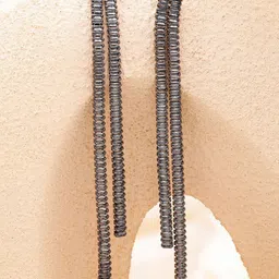 Rubans Voguish Rhodium-Plated Crystals Studded Tasselled Geometric Drop Earrings-image-90