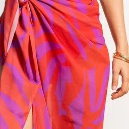 Aoba Sea Whip Abstract Printed Georgette Sarong Swimwear Cover-Up Bottom image 3