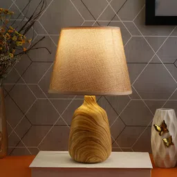 TAYHAA Brown & White Contemporary Frusturical Shaped Table Lamp-picture-1