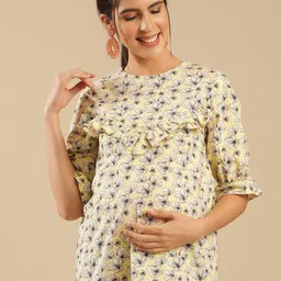 Shades of Sabi Floral Print Cotton Maternity Top-image-15