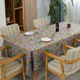 Aura Grey Floral 6-Seater Table Cover image 3
