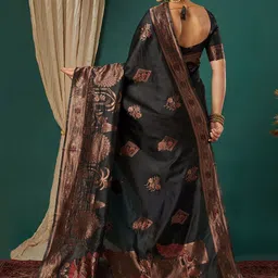 SANISA Ethnic Motifs Zari Silk Blend Handloom Saree image 4