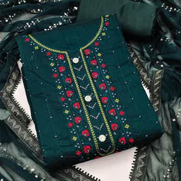 SAINOOR Embroidered Sequinned Semi-Stitched Dress Material-picture-31