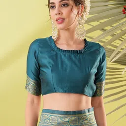 VILLAGIUS Woven Design Zari Ready to Wear Kanjeevaram Saree image 4