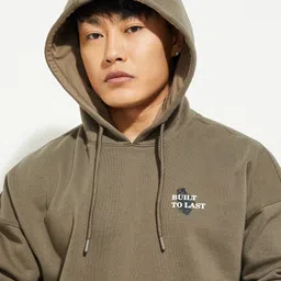 max Men Printed Hooded Oversize Pullover Sweatshirt image 5