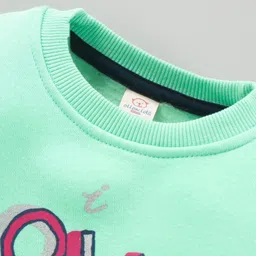Olio Kids Full Sleeves Sweatshirt Text Print - Green image 3