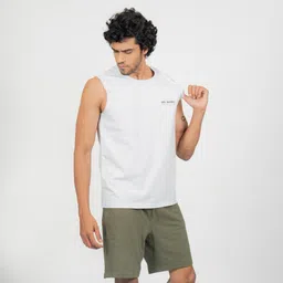 domyos Men's Straight-Cut Crew Neck Cotton Fitness Tank Top 500 Cosmeto - Grey image 2