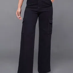 Miss Chase Women Rock Pigeon Wide Leg High-Rise Cargo Styles Stretchable Jeans-image-80